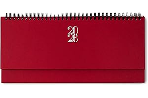 TEKSHOPPING | Planning settimanale da Tavolo 2026 | Agenda planner 2026 | Planning 2026 | Settimanale Spirale Diario da Scrivania 30x10,5 cm Blocco Notes Copertina Rigida (RED)