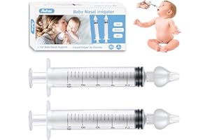 Aufisi Nasenspritze Baby, 2 Stück Nasenspüler Wiederverwendbare, Nasendusche Kinder 10ml Tragbares, Nasenspülung mit Silikon Nasensaugspitze, Hochwertigen Nasenspülset Sicherer und Komfortabel