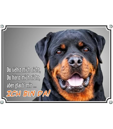 Nanyuk Rottweiler Warnschild Aus Metall – 30,5 X 20 Cm, Aluminium, Mit Befestigungslöchern