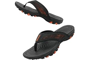 WateLves Herren Flip Flops Zehentrenner Leder mit Arch Support Sandalen Weich Leder Stoff Badelatschen Sommer Beach Rutschfest Hausschuhe Pantoletten