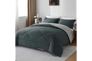 beeweed Double Size Duvet, 10.5 Tog Down Alternative Comforter Set with 2 Shams, Reversible Coverless Duvet Microfiber Soft Warm Bed Quilt for All Seasons, Machine Washable, 200x200cm