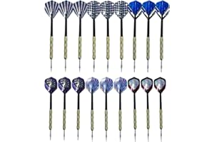 Lolileo Steel Pointed Dart Set, Steel Pointed Dart, Professional Metal Dart, 18 Piece Metal Pointed Dart Set with 18 Arrow Shafts, 18 Flight Protectors, Metal Darts for Dart Board