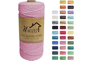Uiopa Macrame Corda 2mm x 200m, Filo di Cotone Macramè 3 Strand Twisted, Filo Macrame Spago Colorato per Artigianato Fai da Te Piante da Appendere Acchiappasogni