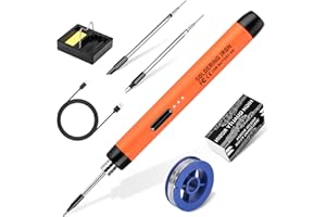 Zestaw do lutowania bezprzewodowego – USB lutownica z 3 stopniami regulacji temperatury 300℃-450℃, 3 groty lutownicze, stojak do lutownicy, drut lutowniczy, pasta lutownicza, zestaw KKMOL do naprawy