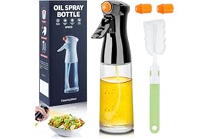 Onlyesh Spruzzino Olio per Friggitrice Aria, 200ml Nebulizzatore Olio, Olio Spray per Friggitrice Ad Aria con Bottiglie Pennello, 2 Ugello di Ricambio, per BBQ, Insalata, Pane di Cottura (1)