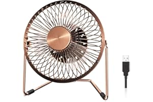 BXT 6" Antique Bronze Silent USB Desktop Fan 360 Rotating Portable Office Metal Mini Fan Personal Cooler Cooling USB Desk Fan for PC Laptop