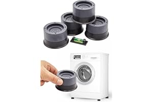 IANTE® 4 Piedini Antivibrazione Lavatrice, Antiscivolo, Rialzo per Lavatrice e Asciugatrice + Livella Inclusa