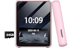 IVCDODVD Lvcdodvd 64GB MP3 Players with Bluetooth 2.4 inch Display Music Player MP3 & Digital Audio MP3 Player with Speaker Recorder E-Book FM Radio Support up to 128GB TF Card Pink