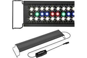 Hersance LED Aquarium Light, Full Spectrum Fish Tank Light with Timer Auto On/Off, Adjustable Brightness LEDs with 18-24 Inch Extendable Brackets for Freshwater