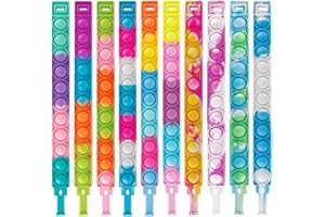 KHYYQUA 10 Piezas Pop Fidget It Pulsera Ajustable para Niños, Silicona Simple Juguete Sensorial Antiestrés, Vistosa Pulsera Pop It Bubble Fidget Toy,Pop it Fidget Toy, Regalitos Cumpleaños Invitados Niños