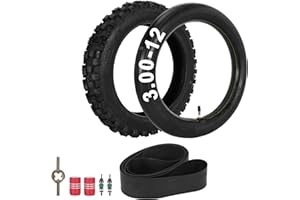 MTATCN Ensemble Pneu Et Chambre à Air 3.00-12 80/100-12 Pour SSR XR CRF 50 KLX110 CR60R 125cc 90cc DRZ110 65SX QG-214 RFZ JR80 RM50 PW80 Moto Tout-Terrain De Motocross Hors Route