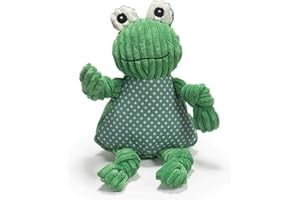 HuggleHounds Jouet couineur en Peluche en Velours côtelé Durable pour Chien - Idéal pour mâcher agressif, Grenouille, Grande Taille