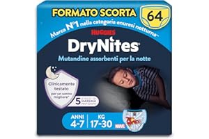 Huggies Drynites Pannolini Mutandine assorbenti bambino, Taglia M (17-30 Kg), Design Marvel, 64 Pz