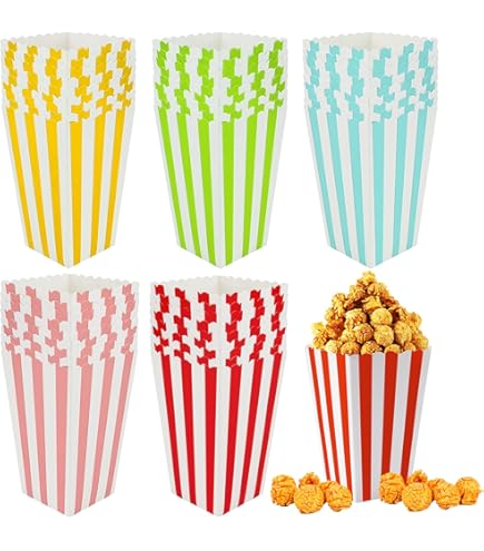 40 Sacchetti Porta Popcorn A Righe Rosse E Bianche, Contenitori Di Carta Per Feste, Cinema, Compleanno, 7x5x11,5 Cm