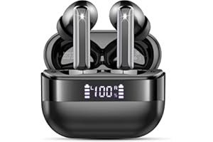 MOTOST Bezprzewodowe słuchawki douszne Bluetooth 5.4 z 4 mikrofonami ENC z redukcją szumów, mini bezprzewodowe słuchawki do uszu, głębokie basy, bezprzewodowe słuchawki 48H odtwarzania, wyświetlacz LED, IP7