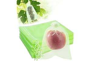 SmileLucky Lot de 50 Sacs de Protection pour Fruits avec Cordon de Serrage, sachets en Organza Vert 15 × 20 cm pour Fruits et légumes, Filet en Maille pour la Protection du Jardin