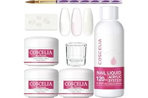 COSCELIA Kit Uñas Acrilicas Completo Juego De Uñas Acrílicas Profesional,120ML Monómero Acrilico Nail Art, Extensión De Uñas 