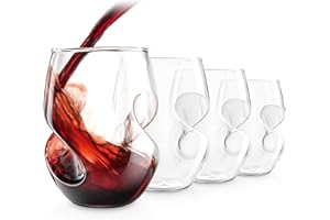 Final Touch Conundrum Verres à vin Rouge - 473ml Verre soufflé à la Main - Lot de 4 …
