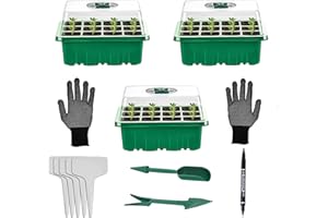 DONGSZQ Mini Serre pour Plantes,3 Pièces Bac à Semis,12 Trous Serre Interieur Plateaux de Culture,Bac Culture avec Couvercle et Ventilation,pour la Germination des graines et la Culture des Plantes