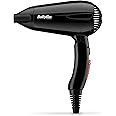 BaByliss 5344E Asciugacapelli da Viaggio 2000 W Leggero e Compatto con Manico Pieghevole, Doppio Voltaggio, Nero