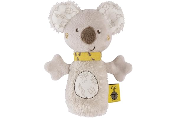 Fehn Mini-Rappeur koala - Mini hochet pour hocher, toucher, jouer avec un animal en tissu doux et moelleux - un compagnon fidèle pour les bébés et les jeunes enfants à partir de 0+ mois