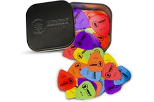 MIGHTY AUDIO 18 x Guitar Pick Set In Tin. Guitar Plectrums For Guitarist.