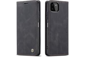 QUQUCHENG123 Ququcheng Lederhülle kompatibel mit Samsung Galaxy A22 5G Hülle,Flip Case Schutzhülle Klapphülle Handyhülle mit Standfunktion-Schwarz