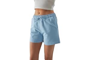 ROSS CAMP Short de Sport Femme - Short Femme ete Pantalon Court pour Femme en Coton Taille Haute avec Poches pour Le Jogging Le Yoga et Le Fitness