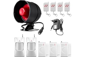 TOWODE Sistema de Alarma Kit de 11 Piezas con Sirena de 115dB, Sensor de Movimiento, Sensor de Puerta y Ventana y Sistema de Alarma de Seguridad con Control Remoto