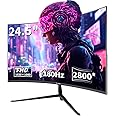 CRUA Monitor Gaming Monitor, 24.5 Inch 180Hz Curved Computer Monitor, Full HD 1080P Frameless Desktop Monitor, 1ms GTG with FreeSync, Low Motion Blur, Eye Care, VESA, DisplayPort, HDMI, Black