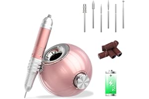 Delanie Nail Drill Rechargeable 35000RPM Professional Electric Nail File Kit Set Unique Design Manicure for Home and Salon Use with Six Sanding Bands and Drill Bits Rose Pink