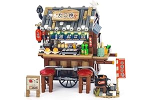HIGH GODO Japanisch Straßenstand Tako-Yaki Karren Shop Mini Bausteine, 951 Teile Japan Straßenansicht Deko Modell Klemmbausteine Set, Creative Ostern Geschenke für Sammler Erwachsene oder Jugendliche