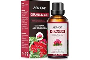 AESHORY Huile Essentielle de Géranium 50ml, Huile de Géranium pour Diffuseur 100% Pure et Naturelle, Huiles Parfumées Aromathérapie de Géranium de Qualité, pour Massage, Bain, Relax, Améliorer la Peau