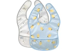 LÄSSIG Baby Lätzchen Set 2 Stk. mit Auffangschutz wasserabweisend Klettverschluss/Lightweight Bib
