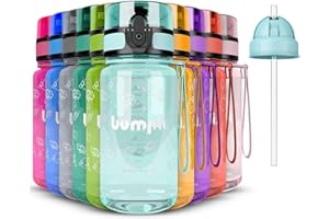 bumpli ® butelka dla dzieci, 350 ml, z pokrywką ze słomką, szczelna, nie zawiera BPA, butelka dla dzieci do przedszkola, szkoły, na wycieczki, wyjątkowo lekka i wytrzymała jasnoniebieski jasnoniebieski 350ml