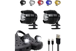 FERRDEERY Rechargeable Shoe Lights 2 PCS, 3 Lighting Mode Headlights for Croc Style Shoes, Camping Accessories Shoe Charm Decoration Light, IPX5 Waterproof Shoe Headlights for Walking Hiking, Gift for Men Women