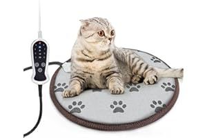 RC SLL Dog Heating Pad Large Pet Heating Pad Heated Pad Beds, Electric Warming Pads for Dogs Cats,Waterproof Pet Heating Pad Smart Thermostat Switch,Puppy Heating Pad for Whelping Box(FootPrint,Round-40cm)