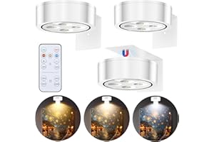 PANGTON VILLA 3 Pezzi Luce per Quadri, Luci LED a Batteria con Telecomando, 3 Modalità di Illuminazione Dimmerabili e Timer, Magnetiche Lampada per Quadri, per Soggiorno, Camera da Letto, Studio - Bianco