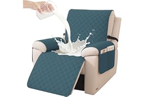 YSTELLAA Funda Sillon Relax Reclinable 1 Plaza, Impermeable Funda Sillon, Fundas para Sillones con Bolsillo Laterales, Mascotas, Antiarañazos(1 Asiento, Verde Oscuro)