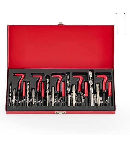 Kit Réparation Filetage 131 Pièces - Inserts Métriques M5 à M12, Tarauds, Forets HSS, Outils