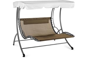 ‎BLUMFELDT blumfeldt Aristo - Hollywoodschaukel, Hängesessel, Gartenliege, Relaxliege für 2 Personen, 200kg max, extrabreite Liegefläche, ergonomisch, witterungsbeständig, wasserabweisend, schwarz-grau