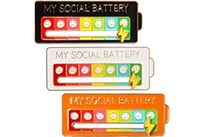 FANGCCC 3 Stück Social Battery Pin,My Social Battery Pin Emaille Pin,Lustige Brosche für Soziale Stimmung für 7 Tag Interaktive Stimmungsnadeln,Schmuck Dekoration Anstecknadel Modisches Accessoire