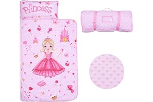 DECALSWEET Dinosaur Nap Mat for Toddlers Boys-Pillow, Mat and Blanket Included- Kids Sleeping Bag for Nursery Daycare Travel