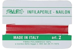 ARGENTO E DINTORNI Filo infilaperle con ago di colore rosso in nylon per collane bracciali nailon varie misure (2)