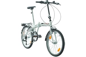 MULTIBRAND DISTRIBUTION Multibrand, Probike Folding 20, 20 pulgadas, 310 mm, bicicleta de ciudad, plegable, 6 velocidades, unisex, delantera y trasera Mudgard, Shimano, blanco y verde