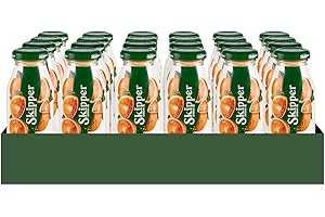 Zuegg Skipper Bar Succo di Frutta Gusto Arancia Senza Zuccheri Aggiunti, Linea Bar in Bottiglietta di Vetro - Bevanda a base di Purea di Arancia, 100% Ingredienti Origine Naturale (200ml x 24 Pezzi)