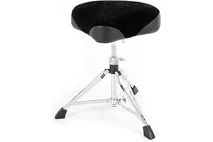 GEWApure Basix F805162 Sgabello Per Batteria, Drum Throne, Sedile A Sella, Nero, 17.5 x 52.5 x 47.5 Cm