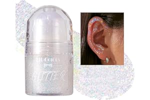 HTRUIYATY Glitter Viso Roll On Brillantini Make Up Lacca Gel Glitter per Corpo Capelli Rave Party Makeup 25ml Bianco #01