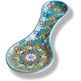 El Yapımı Seramik Kaşıklık, Tezgah &Uuml;st&uuml; ve Ocak Yanı Kirli Kaşık Altlığı, &Ccedil;ini Desenli 25 cm Kep&ccedil;elik ve Spatula Standı, Bula