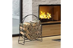 GYMAX Portalegna in Ferro, Supporto per Legno, Porta Ceppi, Carico 200 kg, per Camino, Terrazza, Patio, Interno ed Esterno, 95 x 33 x 102 cm